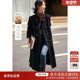 XWI欣未英伦风长款 手工双面羊毛大衣女秋冬黑色正式 场合毛呢外套