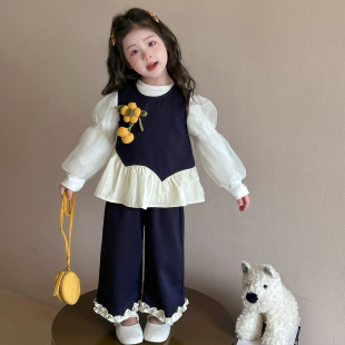 女童春秋款套装2026新款洋气时髦儿童太阳花宝宝春季春装早春衣服