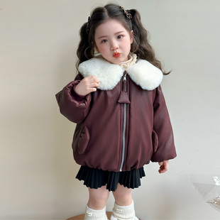2025秋冬季新款女童皮衣夹克女宝宝加绒加厚小女孩洋气外套初冬装