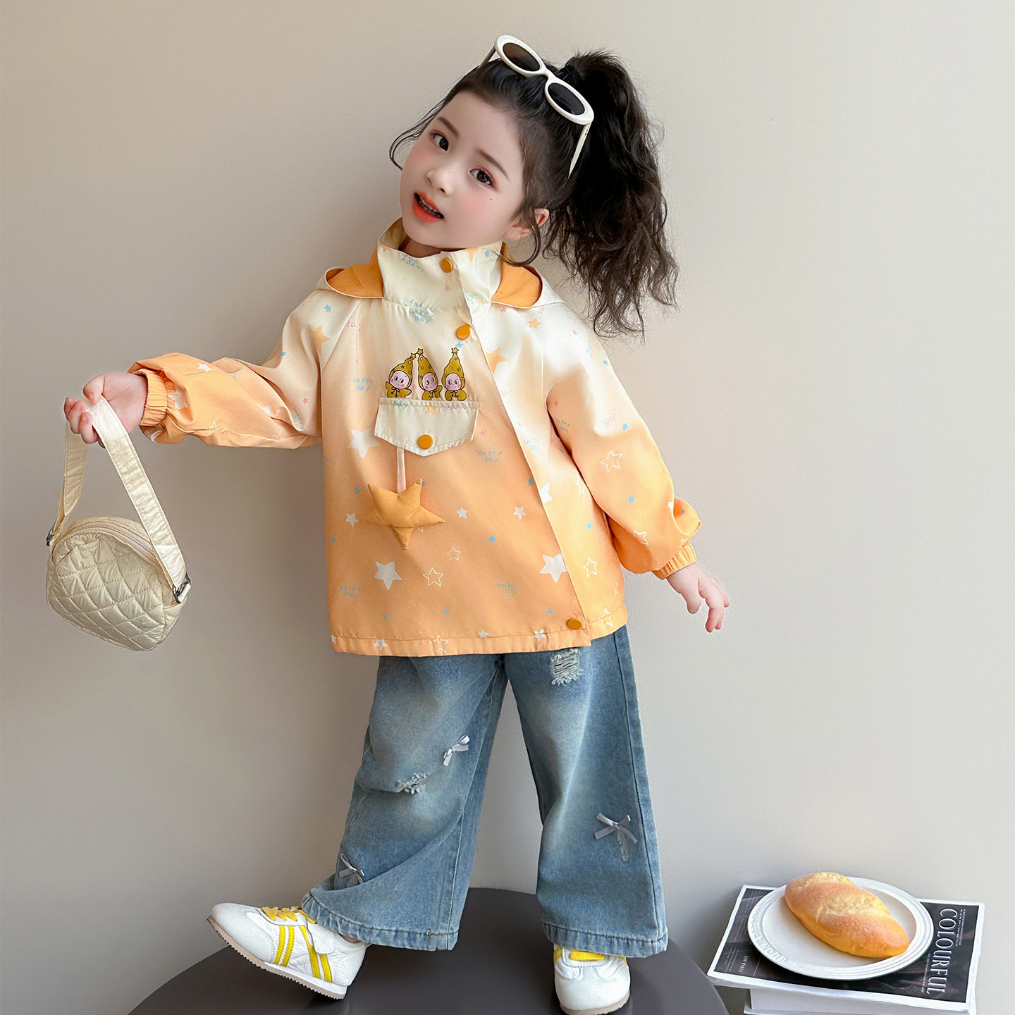 女童卡通连帽外套秋季新款儿童洋气时髦冲锋衣可爱星星上衣,童装/婴儿装/亲子装,普通外套,淘宝优惠券,粉丝福利购,淘宝优惠卷