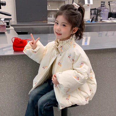 女童羽绒服2025新款洋气女宝宝冬季白鸭绒外套儿童冬装保暖棉服潮