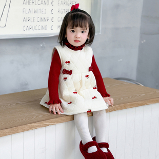 小香风时尚 女童连衣裙套装 女孩毛衣宝宝冬季 加厚时尚 裙子 2025新款