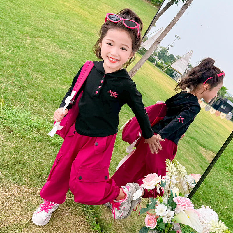 女童秋装工装套装2025新款儿童五角星早秋季宝宝洋气时髦穿搭春秋