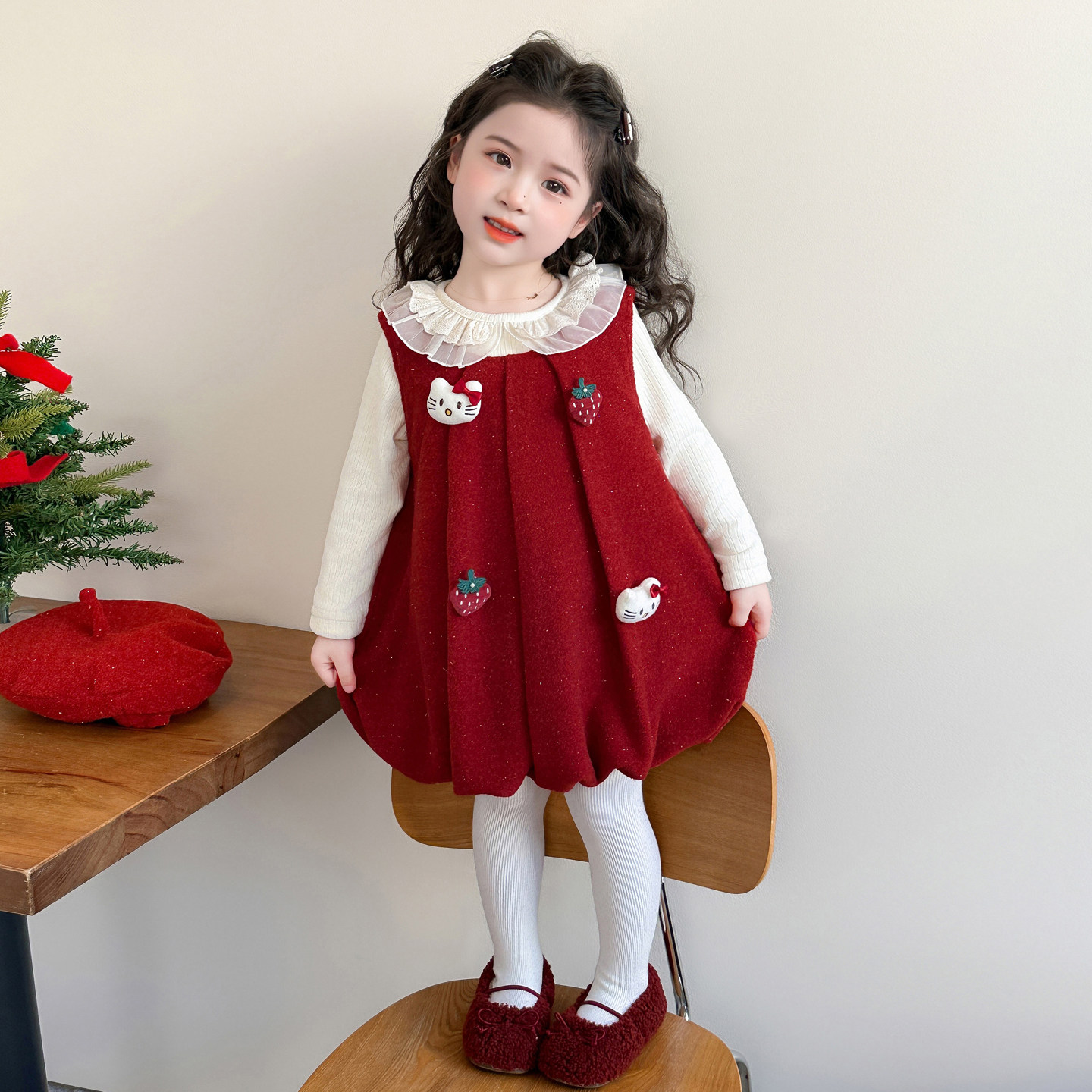 女童连衣裙猫咪儿童秋冬季拜年服过年衣服新年红色女宝宝裙子冬装,童装/婴儿装/亲子装,连衣裙,淘宝优惠券,粉丝福利购,淘宝优惠卷
