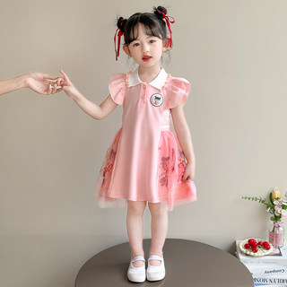 女童哪吒Polo薄款公主裙子夏装2025新款儿童夏季连衣裙女宝宝拼接