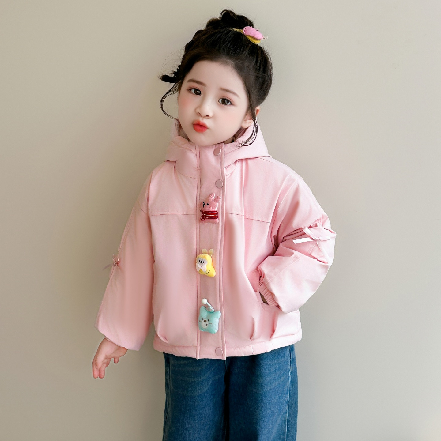 早春女童加绒夹棉外套秋冬2026新款儿童轻薄棉衣宝宝加厚初冬上衣