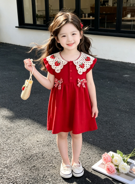 女宝宝夏装连衣裙2026夏季新款儿童夏小女孩红色草莓薄款女童裙子