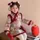 连衣裙 过年拜年服冬装 女童国风花朵旗袍裙子冬季 宝宝儿童2026新款