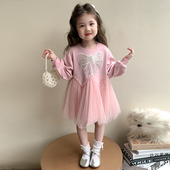 春秋女宝宝公主裙蝴蝶卫衣裙春季 女童连衣裙春装 2026新款 儿童裙子