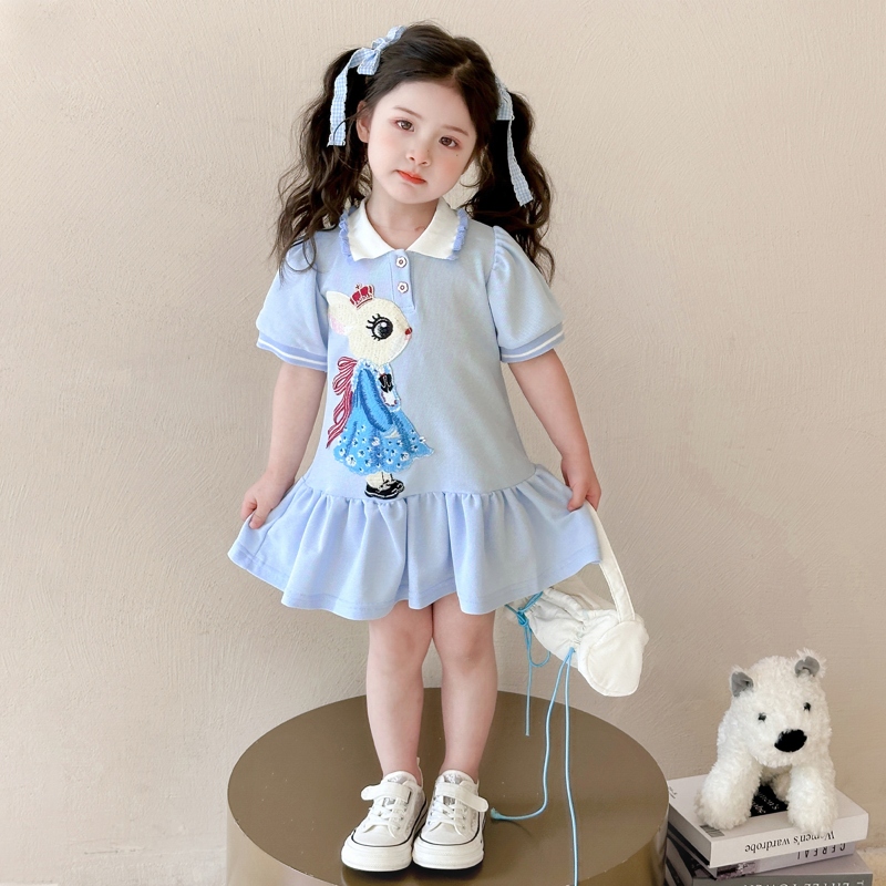 女童连衣裙夏装2025新款洋气儿童裙子女孩宝宝夏季polo兔子公主裙