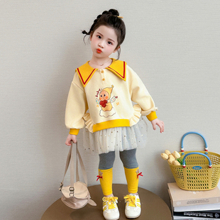 女童春秋星星人套装2026新款洋气时髦儿童女宝宝春季春装早春卫衣