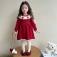 女童针织连衣裙秋冬季 2025新款 儿童红色女宝宝草莓毛衣裙子拜年服