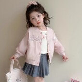 蝴蝶结上衣春季 儿童洋气春装 女宝宝棒球服 2026新款 女童外套春秋款