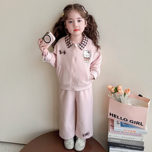 女童春秋款运动套装2026新款洋气时髦儿童女宝宝春季春装猫咪卫衣