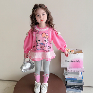 女童春秋款猫咪套装2026新款洋气时髦儿童女宝宝春季春装早春卫衣