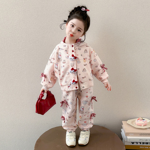 女童春秋款运动套装2026新款洋气时髦儿童女宝宝春季春装猫咪卫衣