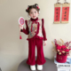 过年衣服冬季 儿童新年花朵女宝宝套装 2026新款 女童红色拜年服冬装