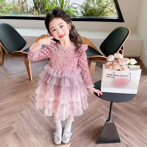 女童渐变裙子蓬蓬裙春秋款