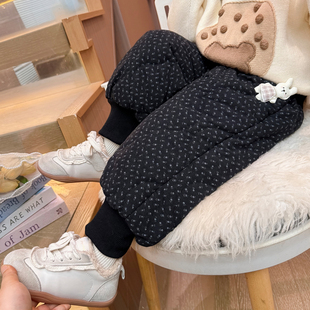 加绒外穿女宝宝加厚一条过冬棉裤 女童裤 儿童冬装 2025新款 子秋冬季