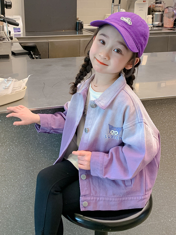 소녀 봄과 가을 어린 소녀 그라디언트 데님 재킷 어린이 가을 초가을 2024 새로운 가을 옷  초가을