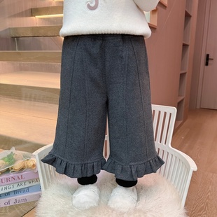 休闲裤 女童加绒直筒裤 一体绒女宝宝冬装 儿童秋冬季 加厚 子2025新款