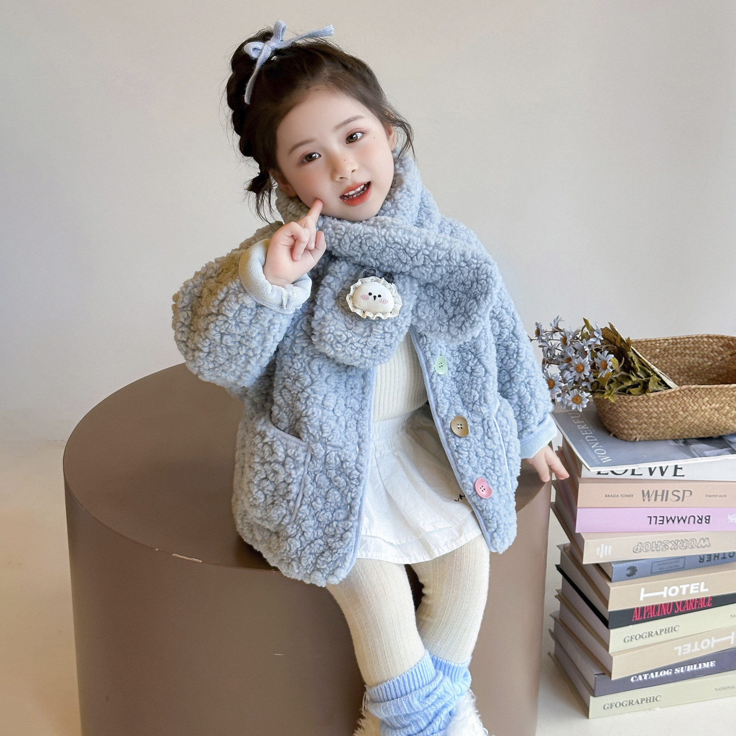 女童加绒毛毛外套2025新款秋冬季儿童加厚冬装洋气女宝宝彩扣时髦,童装/婴儿装/亲子装,普通外套,淘宝优惠券,粉丝福利购,淘宝优惠卷