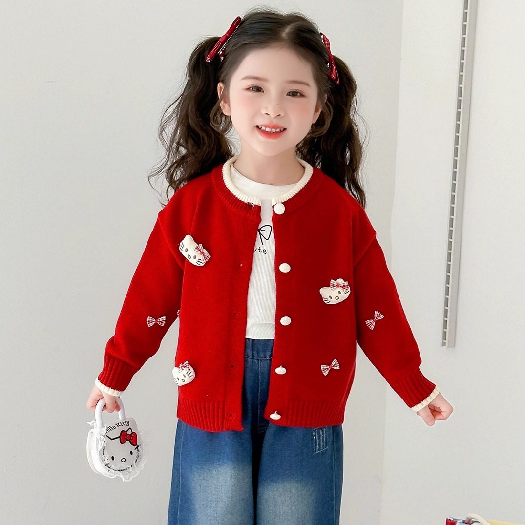 女童春装2026新款红色开衫毛衣外套爱心女宝宝洋气针织衫儿童春秋,童装/婴儿装/亲子装,毛衣/针织衫,淘宝优惠券,粉丝福利购,淘宝优惠卷