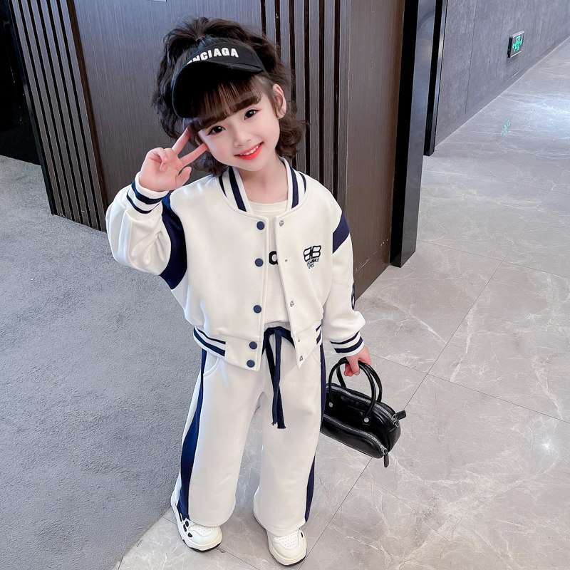 女童套装春秋款2026新款洋气运动儿童BB春季春装女孩女宝宝棒球服