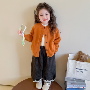 女童开衫毛衣套装秋冬季2026新款洋气女宝宝时髦加绒冬装儿童加厚