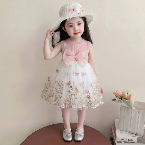女童薄款裙子夏装2026新款儿童夏季连衣裙女宝宝蝴蝶公主裙超好看