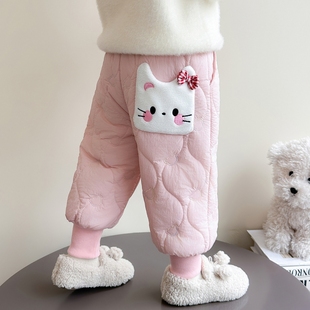 儿童猫咪加绒外穿女宝宝棉裤 2025新款 加厚一条过冬 子秋冬季 女童裤