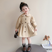 春季 上衣女宝宝春装 儿童洋气中长款 女童英伦风衣外套春秋2026新款