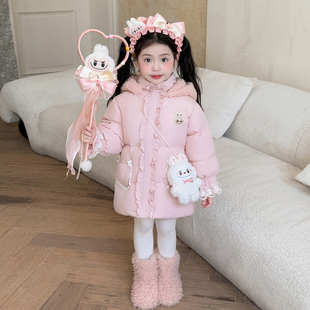 女童棉服2025新款秋冬季中长款儿童初冬装加厚女宝宝卜卜棉衣外套