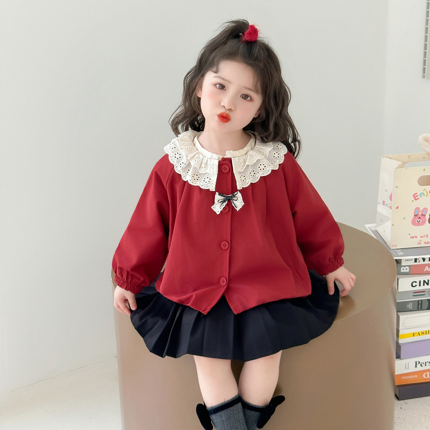 女童春秋外套2026新款儿童女宝宝春季英伦风洋气短款春装上衣风衣