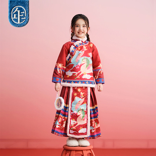 年衣童装汉服套装女童冬季儿童马面裙中式唐装汉服加绒外套演出服