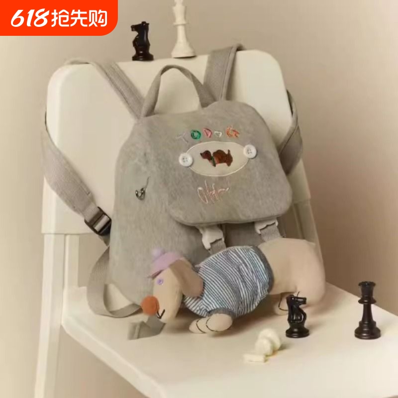 CASPER&  原创可爱轻便腊肠狗双肩包笔袋百搭通勤大容量卫衣包