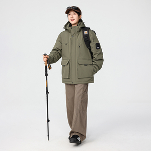 冬季暖标防风防寒白鸭绒连帽外套羽绒服情侣款B247-5322-p325图片