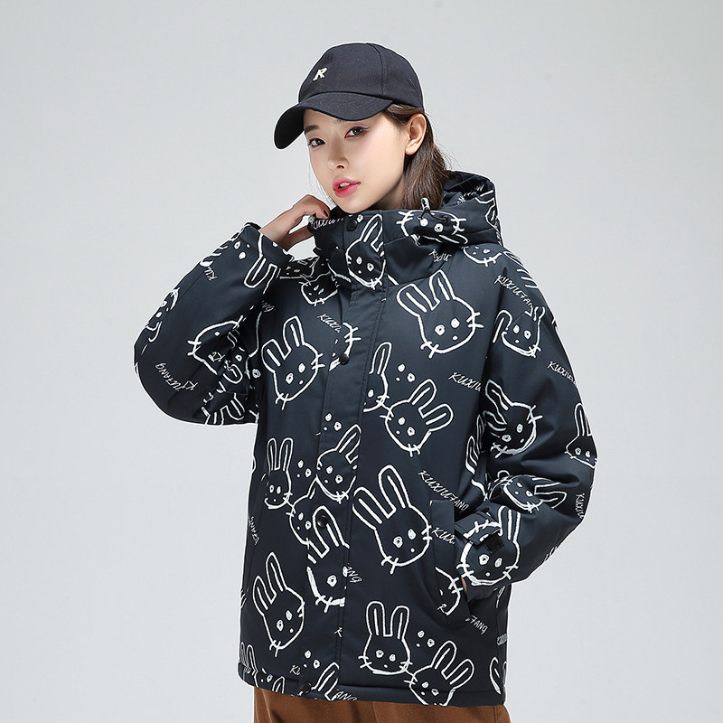 冬季防风保暖标白鸭绒连帽外套满印羽绒服情侣款B247-235-p125,男装羽绒服,电商B247
