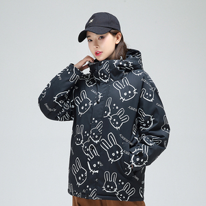 冬季防风保暖标白鸭绒连帽外套满印羽绒服情侣款B247-235-p125图片