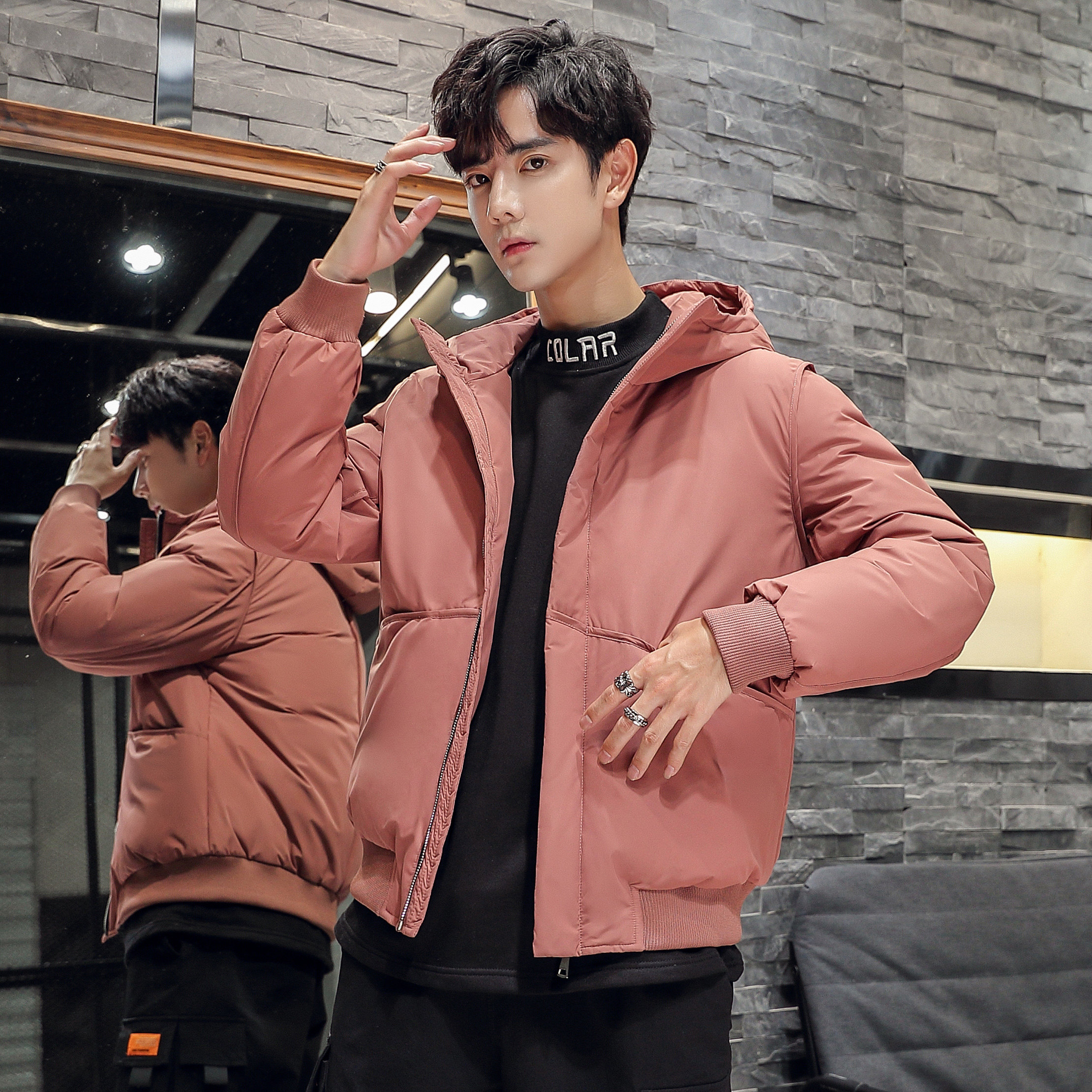 2020电商B247冬季新款羽绒服男外穿青春加厚韩版收口短款7804-P90图片