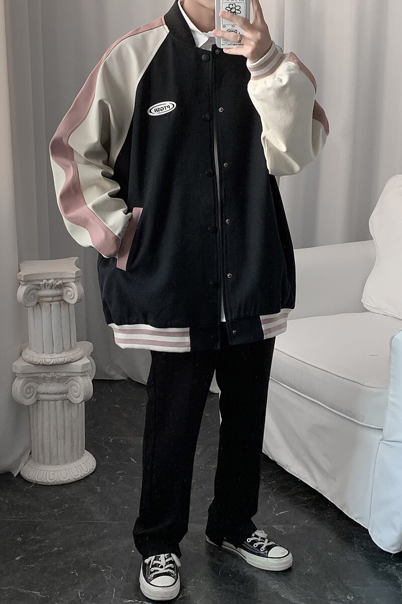 2023年秋季百搭撞色宽松情侣款棒球服运动外套DS-B247-A13-P85,男装夹克,电商B247