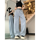 夏季新品宽松显瘦阔腿拼接裤水洗牛仔长裤子女DS-B247-K27-P53，男装牛仔裤，电商B247