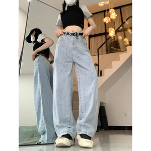 夏季新品宽松显瘦阔腿拼接裤水洗牛仔长裤子女 DS-B247-K27-P53图片