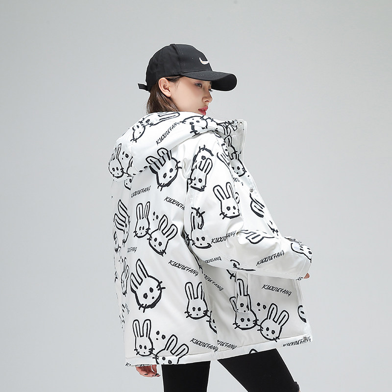 冬季防风保暖标白鸭绒连帽外套满印羽绒服情侣款B247-235-p125,男装羽绒服,电商B247