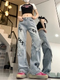 夏季十字架贴布牛仔裤男女直筒宽松阔腿裤DS-B247-K88-P65，男装牛仔裤，电商B247