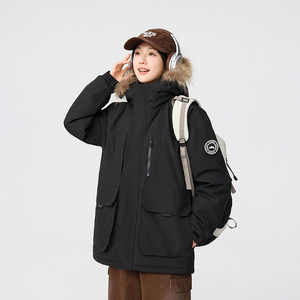 冬季暖标防风防寒白鸭绒连帽外套羽绒服情侣款B247-5299-p375图片