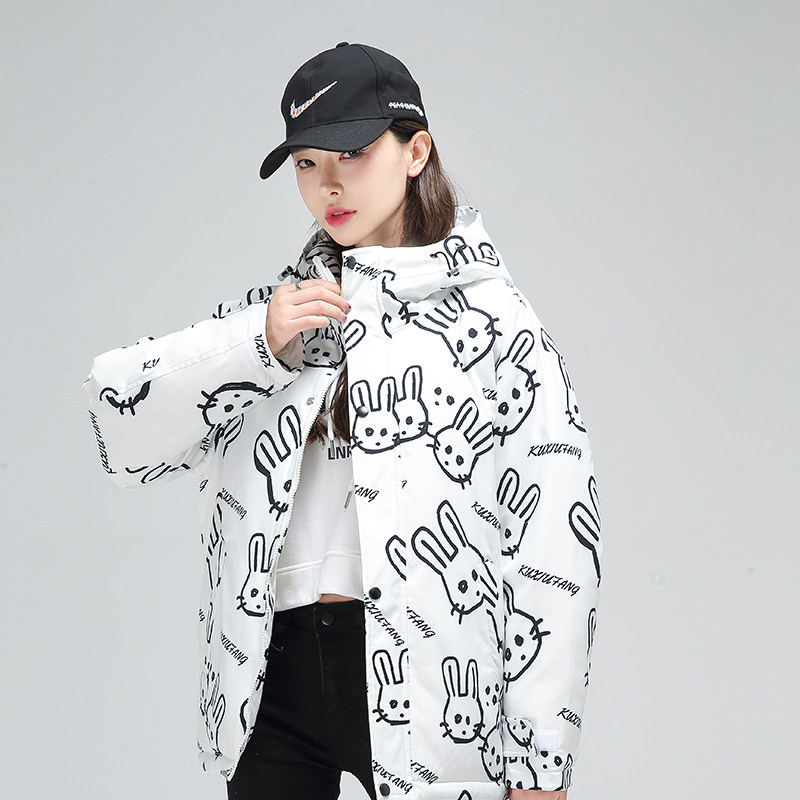 冬季防风保暖标白鸭绒连帽外套满印羽绒服情侣款B247-235-p125,男装羽绒服,电商B247