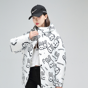 冬季防风保暖标白鸭绒连帽外套满印羽绒服情侣款B247-235-p125图片