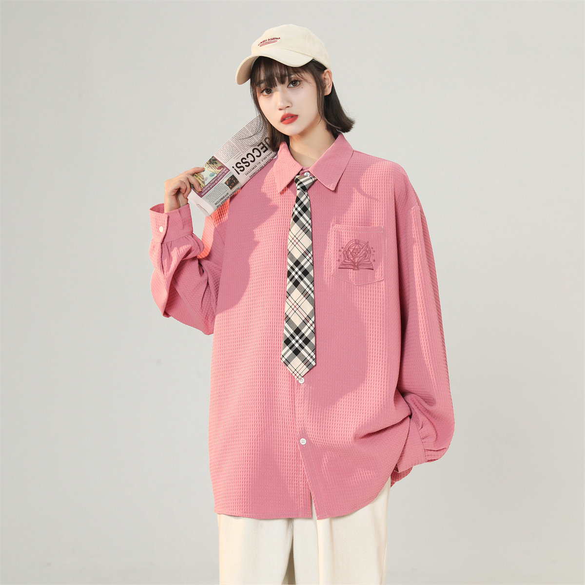 2023春新款高品质刺绣纯色领带衬衣凉爽长袖衬衫DS-B247-F43-P65,男装衬衫,电商B247