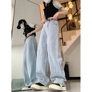 夏季新品宽松显瘦阔腿拼接裤水洗牛仔长裤子女 DS-B247-K27-P53图片